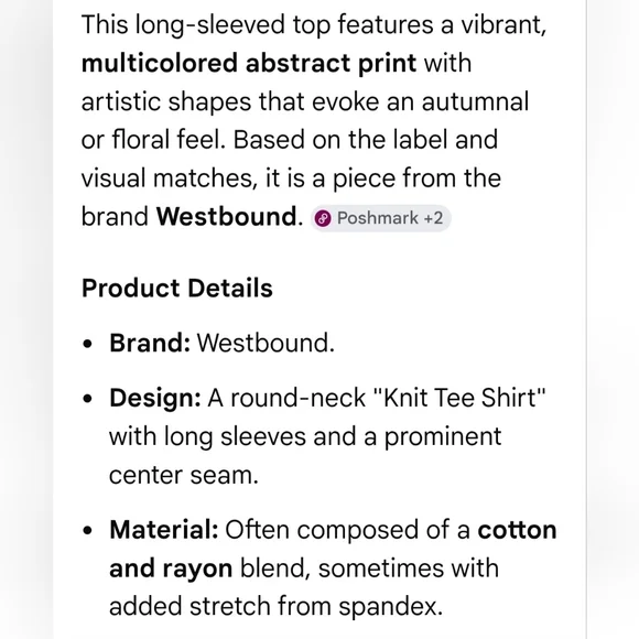 Women's 2X Vibrant Colorful Floral Long Sleeve Top By Westbound NWT - Picture 6 of 6